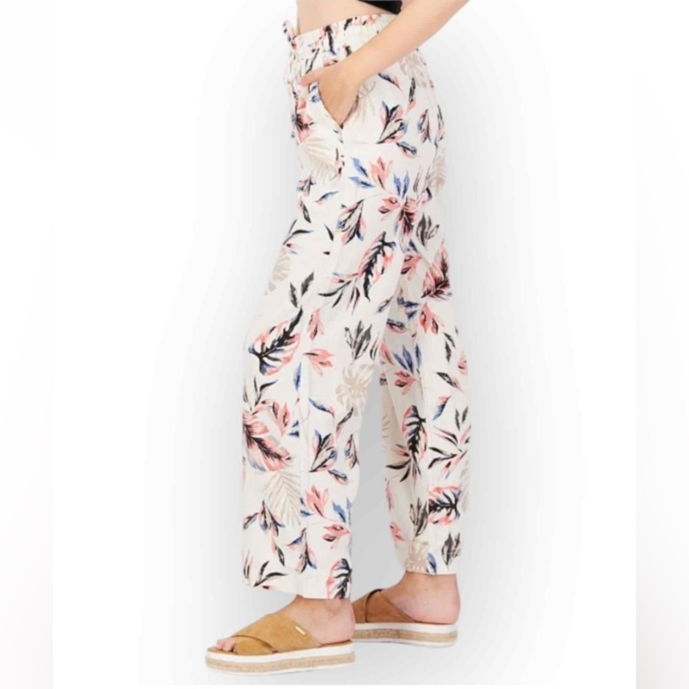Briggs | Ladies Floral Linen Blend Wide Leg Pants